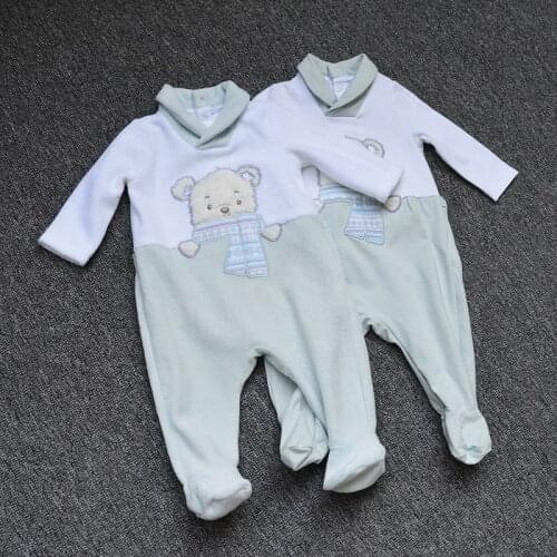 2019 New Newborn Baby Boys Girls Romper Cartoon Printed Long Sleeve Winter Cotton Romper Kid Jumpsuit Playsuit Outfits Clothing