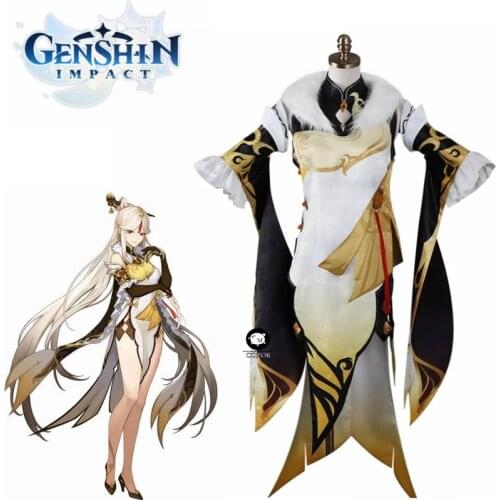 Game Genshin Impact Cosplay Costume Ningguang Cosplay Costume Women Sexy Costume Halloween Dress Shorts Glove Full Set