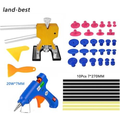 Land-best Tools Car Paintless Dent Repair Puller Tools Repair Kit Puller With Glue Puller Tabs Removal Kits For Vehicle Car Auto