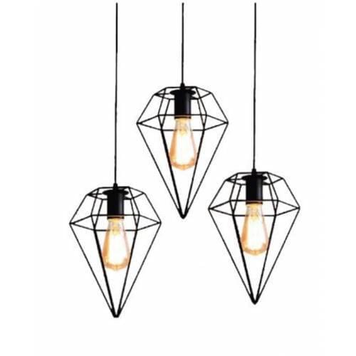 Chandelier Retro Design Geometric Modern Industrial Appearance Triple Pendant Lamp Black Living Room Office Store Illumination Suitable