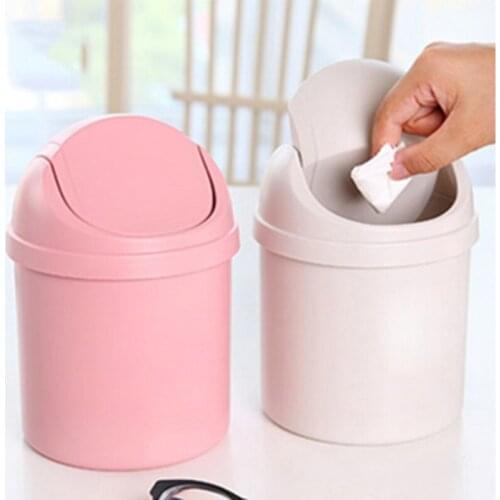 Mini Small Waste Bin Desktop Garbage Basket Home Table Plastic Office Supplies Trash Can Dustbin Sundries Barrel Box 8