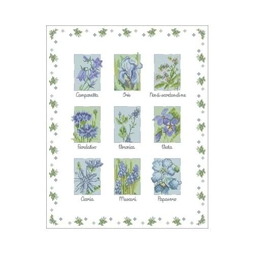 Lanarte 90111 Blue FlowerNeedlework,For Embroidery,DIY 14CT Unprinted Arts Cross stitch kits Set Cross-Stitching Home Decor