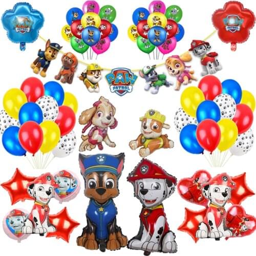 Paw Patrol Birthday Balloons Tableware Set Chase Marshall Skye Figure Patrulla Canina Party Deco Gifts Accessories For Children
