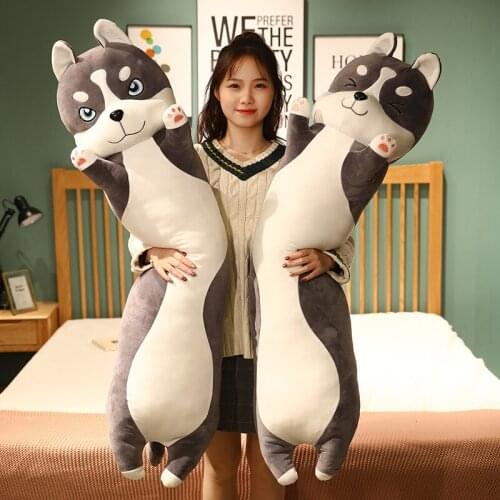 New Arrive 80-150cm Huge Size Long Husky Plush Toys Cartoon Sleeping Cushion Dolls Stuffed Soft Dog Pillow For Children Gifts