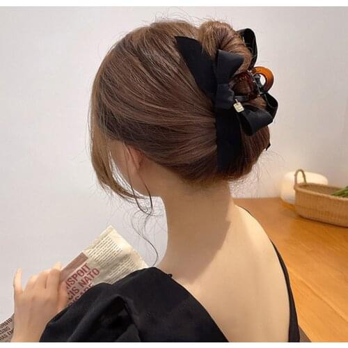 New Women Elegant Bow Hair Claws For Girls Large Grab Clips Shark Clip Headdress Hairstyle Makeup Fashion Hair Accessories