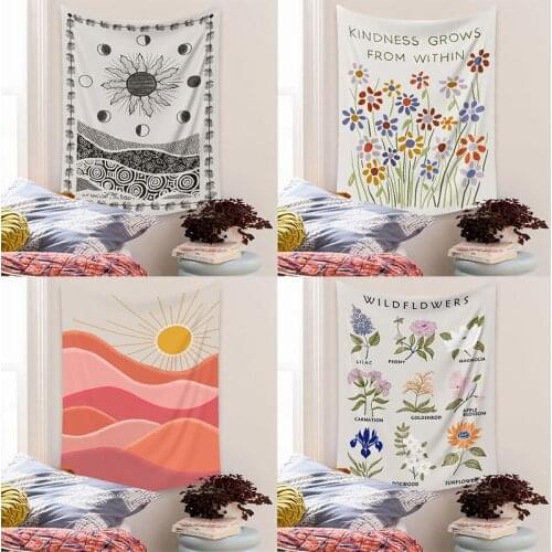 New Small Fresh Tapestry Flower Background Hanging Cloth Wall Living Room Home Decor Quality Canvas Painting Art Decor Poster