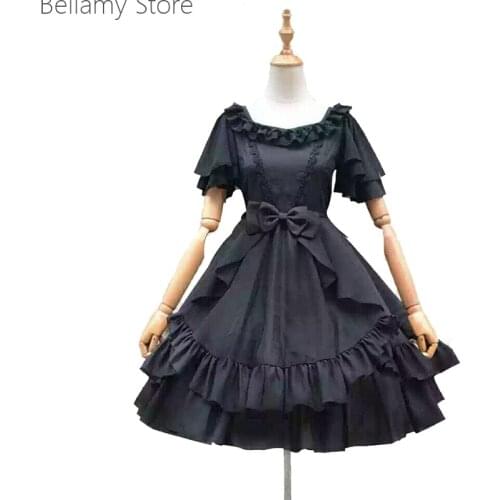 Princess Lolita Dress daily short sleeve high waist slim dress