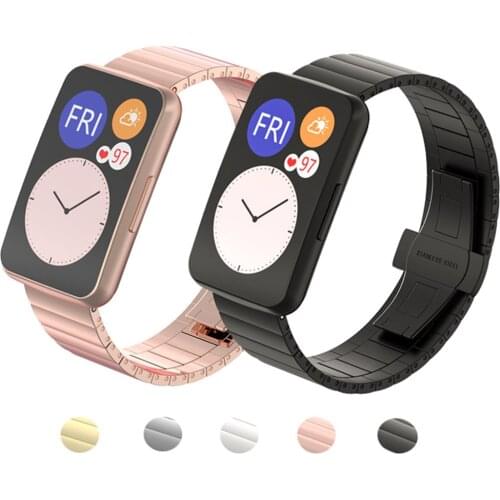 Stainless Steel Metal Watch Band For Huawei Watch Fit Strap Bracelet Strap Flexible Adjustable Buckle with Tools