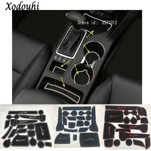 Car Groove Gate Slot Armrest Storage Rubber non-slip mats mat inner stick door pad/cup 18pcs for Kia Sportage KX5 2016 2017 2018