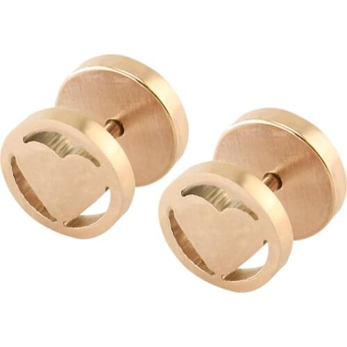 Hear rose gold earrings for women stainless steel stud earrings fashion jewelry small double sided stud ear earrings ohrringe