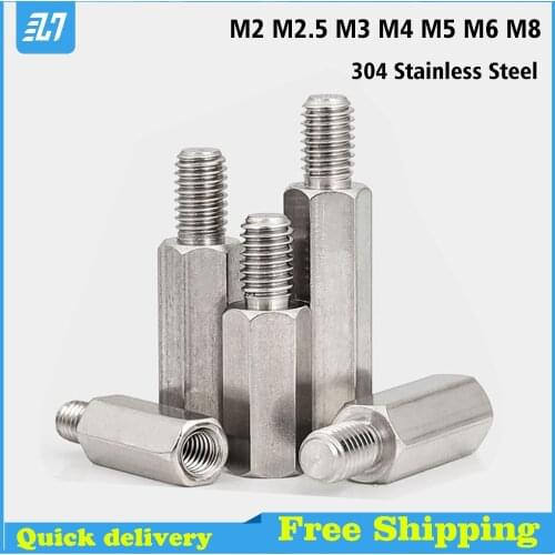 Hex Standoff Male Spacer Metric Thread Hexagon PCB Motherboard Mount Pillar Stud 304 Stainless Steel M2 M2.5 M3 M4 M5 M6 M8