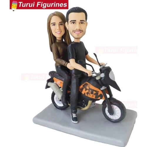 Motorcycle couple statue sculpture home decorations bobblehead dolls figurines