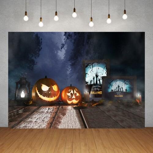 Halloween Picture Pumpkins Lanterns Photographic Backgrounds Vinyl Backdrops Photo Studio Children Baby Family Party Photobooth