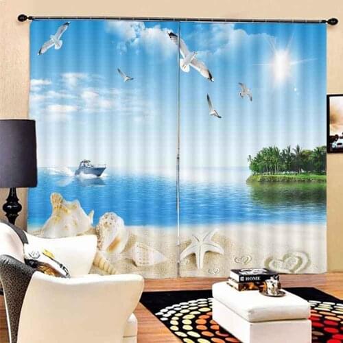 Custom Bedroom Curtains Sea beach Curtains Blackout Window Curtain