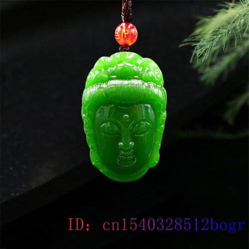 Green Jade Guanyin Pendant Carved Fashion Jadeite Amulet Chinese Jewelry Natural Necklace Gifts Charm