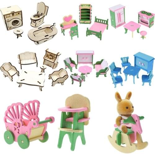 1:12 Dillhouse Miniature Furniture DIY Graffiti Wooden Creative Simulation Furniture For Kids Action Figure Decoration Models