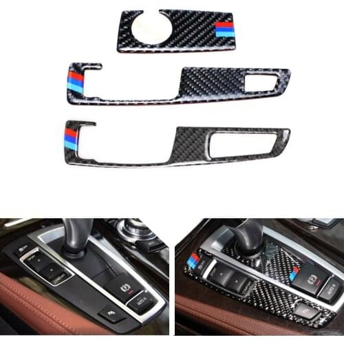 1PC Real Carbon Fiber Center Gear Shift Panel Frame Gear Knob Cover Trim for BMW 5 Series GT X3 X4 F07 F10 F25 F26 Accessories