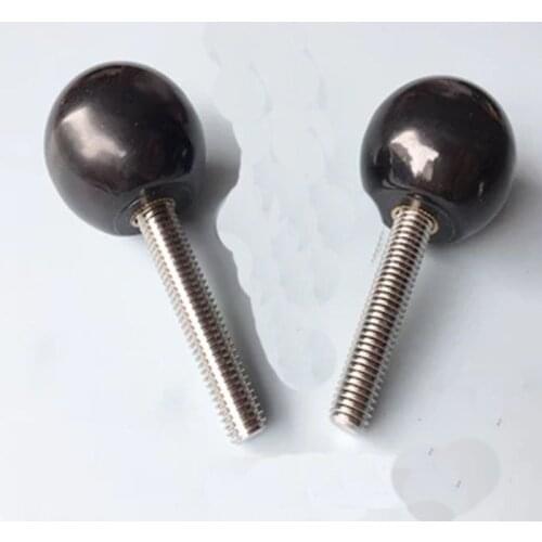 1Pcs M6 Stainless Steel Spherical handle bakelite Round head Hand screw Small Knob bolt 25mm OD 10mm-50mm L black