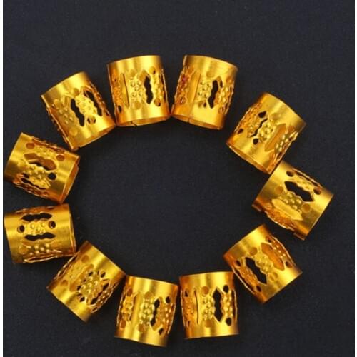100pcs 9mm x 8mm Jewelry Hair Decoration Antique Hair Braiding Dreadlocks Beads Gold and Sliver Cuff Tube Clip
