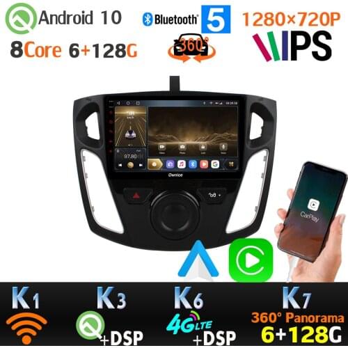 1280*720P Android 10 GPS Radio For Ford Focus 3 mk3 2012-2018 Car Multimedia Player CarPlay Head Unit 360 Panoramic Camera SPDIF
