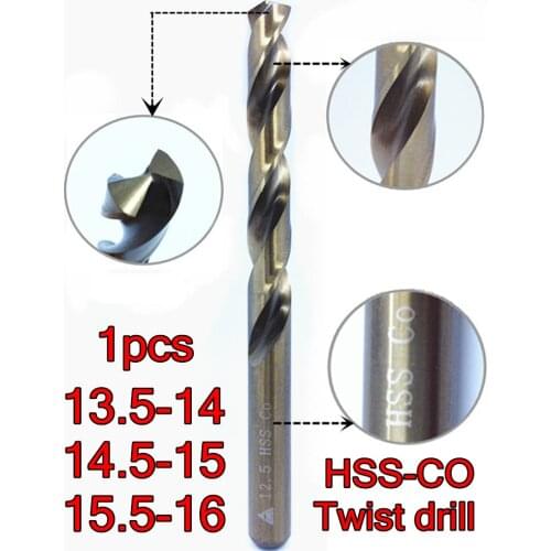 13.5-14-14.5-15-15.5-16mm HSS CO5% M35 Containing cobalt twist drill Processing Stainless steel and steel, etc Free shipping