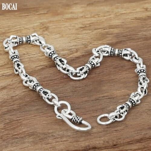 2020 new 100% real s925 pure silver fashion silver jewelry Handmade Thai Silver Vajra Manifestation Man Bracelet