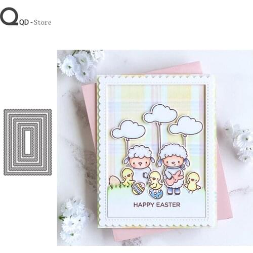 5 Sizes Corrugated Frame Cutting Dies Stamps Dies Scrapbooking Mold Cut Childrens Handmade Tools DIY Craft Decoration Metal Die