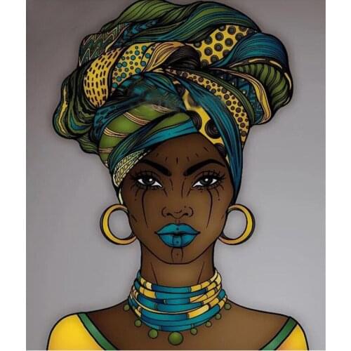 5D Diy Diamond Painting African woman Diamond Mosaic Full Square Round Diamond Embroidery Rhinestones Wedding Decoration ZP-3031