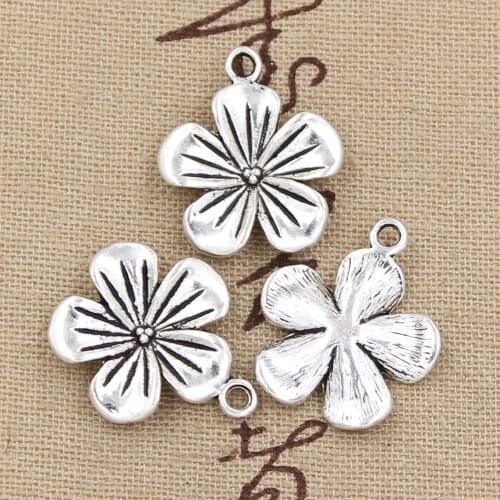 8pcs Charms Flower 23x19mm Antique Tibetan Bronze Silver Color Pendant Findings Accessories DIY Vintage Choker Handmade Jewelry