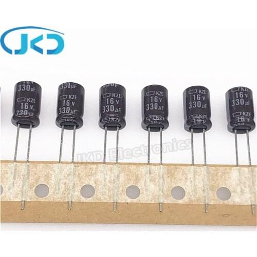 10pcs 330uF 16V NIPPON NCC KZE Series 8*11.5mm Low Impedance Long Life 16V330uF Aluminum Electrolytic Capacitor