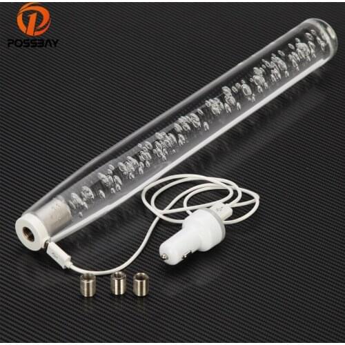 POSSBAY 30cm Car Universal Manual Crystal Bubble Multicolor LED Gear Stick Shift Knob MT Shifter Lever Knob Interior Accessories