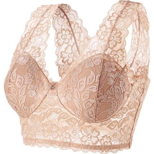 Trendy Sexy V Neck Lace Bras for Women Underwear Brassiere Without Underwire Push up Padded Bra Sport Comfortable Bralette