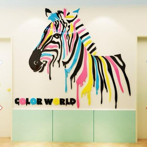 Color Zebra Acrylic Wall stickers For Kids room Painting Classroom Decoration Living room DIY Art wall Poster Home decor