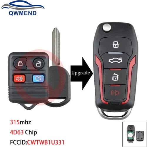 BHKEY CWTWB1U331 Remote Car Key For Ford Explorer Focus Edge Escape Ranger Mustang Flex For Mercury For Lincoln 4D63 Chip
