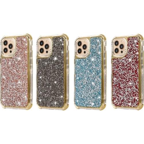 For iphone 12pro glitter 3 in 1 mobile cover 6 7 8plus i phone 11pro max XS 12mini PC shockproof protective case