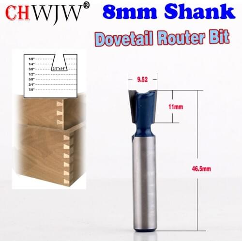 1pc 8mm Shank High Quality Dovetail Router Bit - 3/8" x 14 Degree Carbide Engraving Tool Milling Cutter Wood Cutter