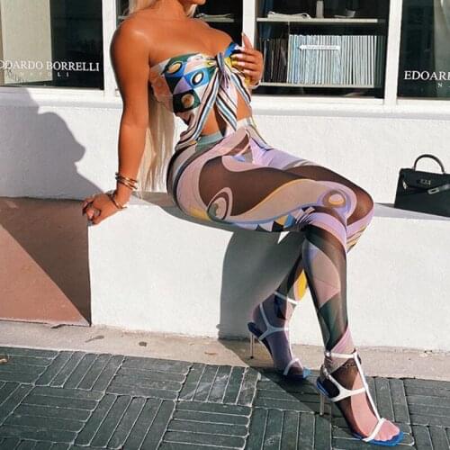 BKLD Womens Sexy Mesh Leggings High Waist Multicolor Printed Transparent Club Streetwear Casual Push Up Leggings 2021 New Style