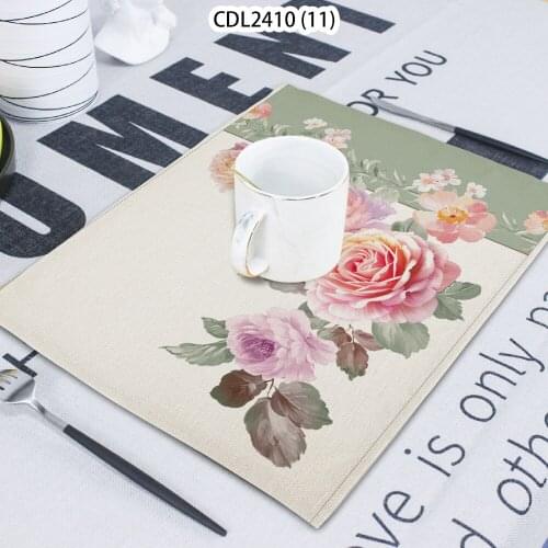 Vegetation Pattern Peony Flower Printed Terry Cloth Home Decoration Table Mat Cloth Tea Coaster 42*32 Servilletas Tela Placemats