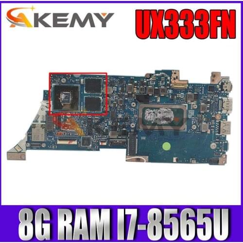 Akemy UX333FN notebook mainboard 8G/I7-8565U V2G For ASUS ZenBook 13 UX333F UX333 U3300F Laotop Mainboard Motherboard test ok