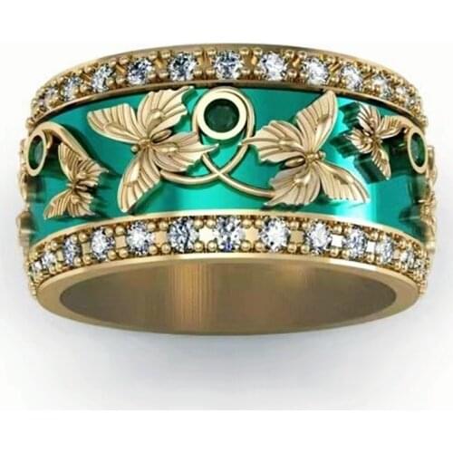 Milangirl Retro Lovely Butterfly Ring for Women White Zirconia Crystal Gold Color Animal Female Rings Party Jewelry Accessories