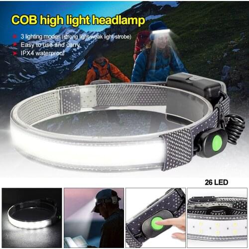 26LED Bright 3 Mode COB Headlamp Floodlight Camping Waterproof Headlight with Head bandOutdoor Night Riding Running Head Light
