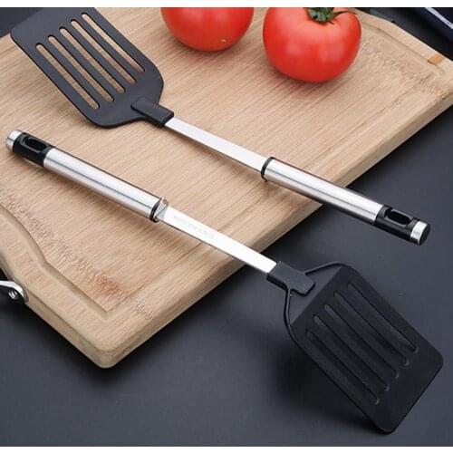 Nylon Slotted Kitchen Turner Heat Proof Non-Stick Turner Spatula Cooking Turner Stainless Steel Handle Cooking Turner Kitchen