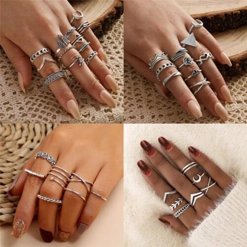 LETAPI 2020 New Gold Sliver Color Wedding Rings Set For Women Vintage Twist Finger Ring Knuckle Female Fashion Jewelry Gifts