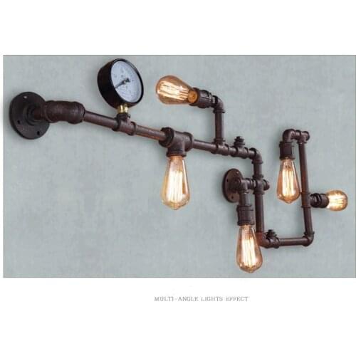 LEDream new fashion wroguht iron Water pipe wall lamp vintage aisle lights loft iron wall lamp edison incandescent light bulb