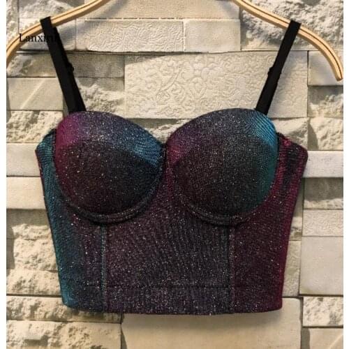 Bling bling New Fashion Mesh Push Up Bralet Womens Corset Bustier Bra Night Club Party Cropped Top