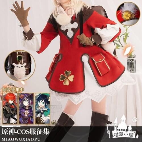 2020 New Arrival Game Genshin Impact Klee Cute Lolita Cosplay Costume Christmas New Outfit