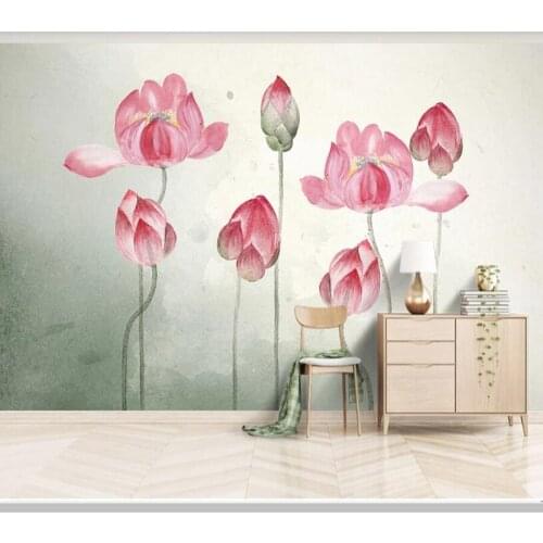 Papel de parede Chinese style abstract ink lotus retro 3d wallpaper mural,living room tv children bedroom wall papers home decor