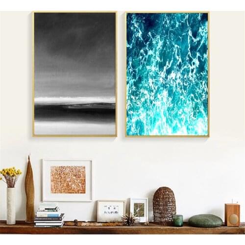 Sea Wave Nordic Landscape Posters and Prints Wall art Decorative Picture Canvas Painting For Living Room Home Decor Unframed