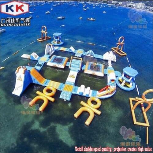 Floating Inflatable Water Park Entertainment Wake Island For Beach