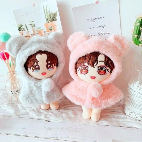 2 types Bear 20cm Plush Dolls Clothes Outfit Accessories for Korea Kpop EXO Idol Dolls cloak cape Clothing Fans Gift